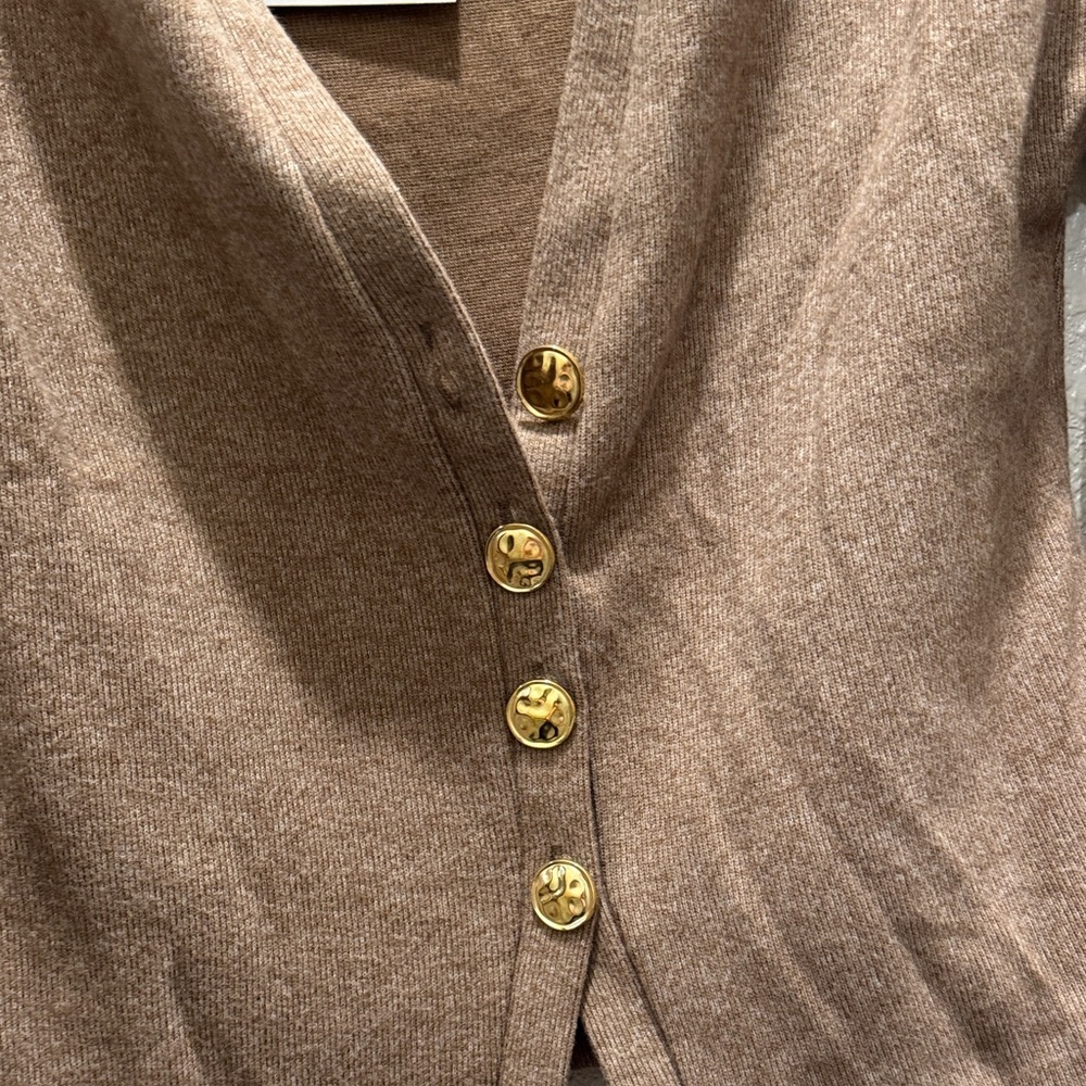 Zara Taupe Cardigan with Gold Buttons - Picture 4 of 4